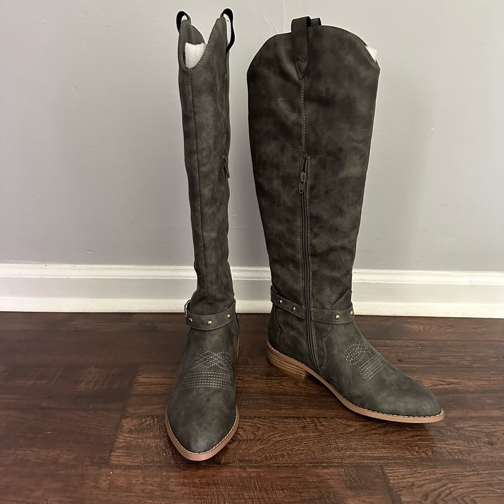 Gray Women's Knee-High Boots